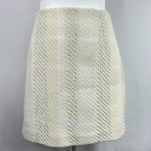 H&M chic tweed-inspired textured cream skirt - Size Medium